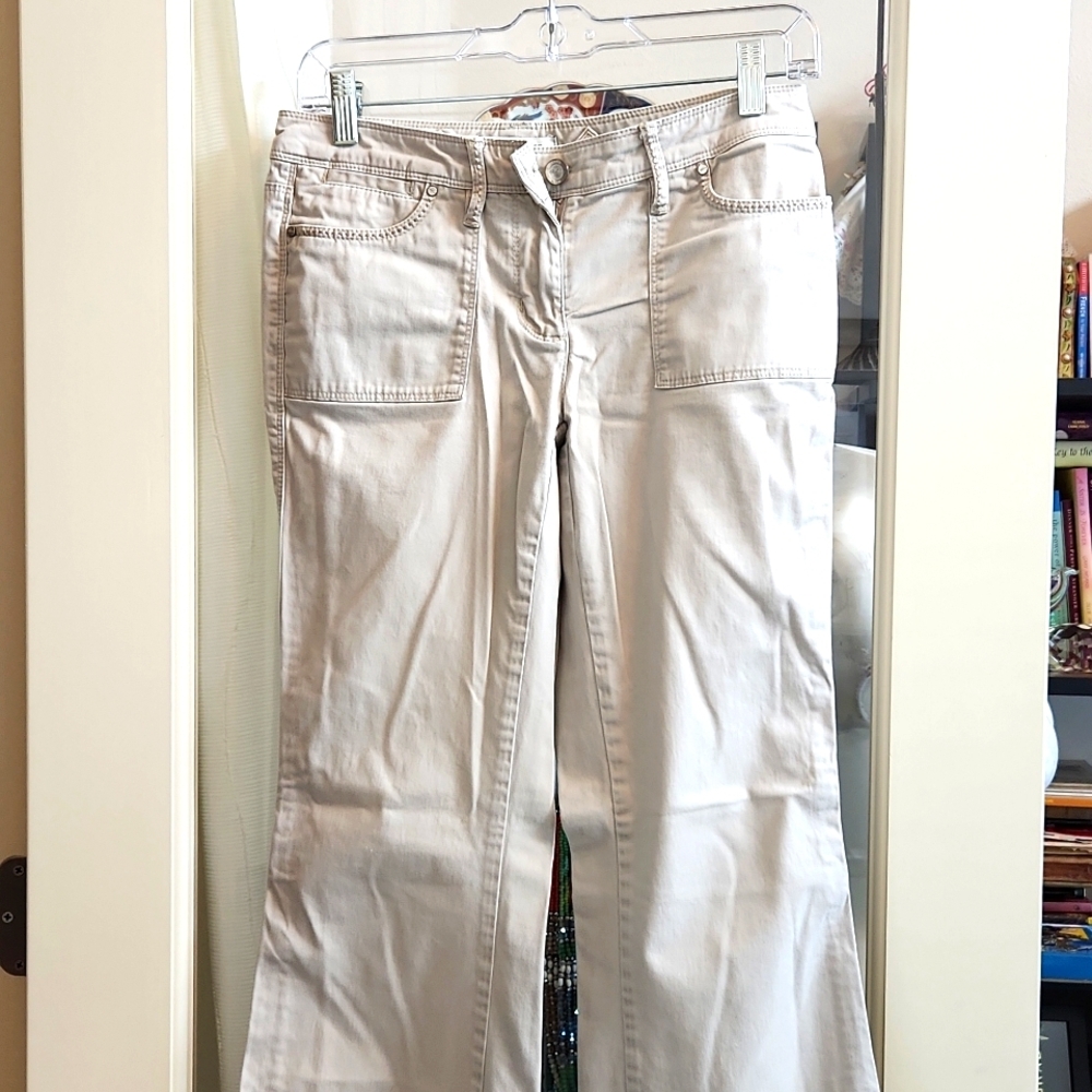 White House Black Market Cream Flare Leg Pant